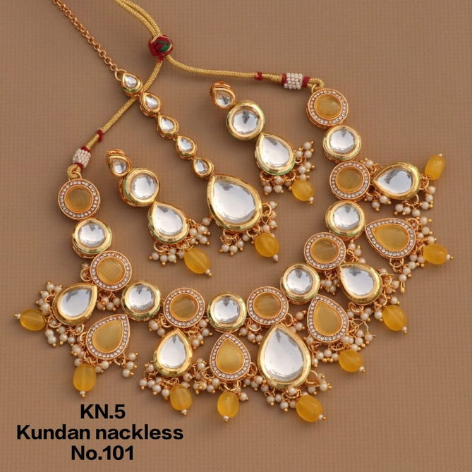 KN5 Kundan Necklace Set Bridal Jewellery Wholesale Price In Surat
